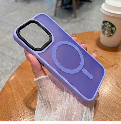 Luxury Wireless Charge Magsafe Transparent Phone Case For iPhone 11 12 13 14 15 16 Pro Max Plus Magnetic Matte Bumper Cover
