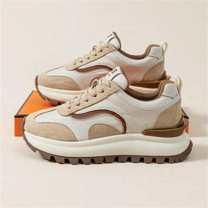 Women Sneakers Genuine Leather Platforms Ladies Casual Sports Shoes Comfy Students Sneakers Summer Popular Size 34-40