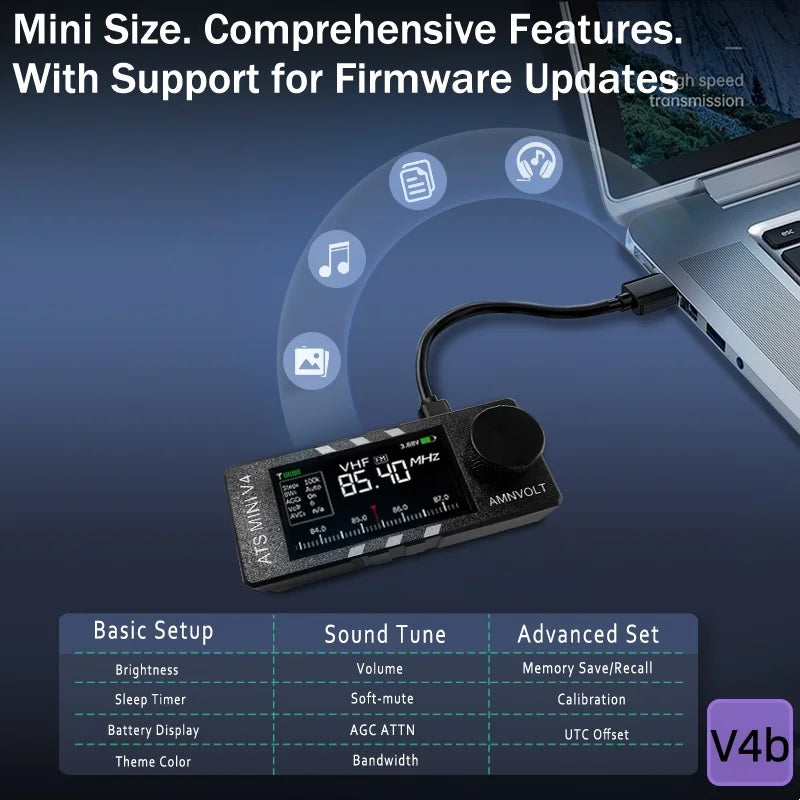 AMNVOLT V4B ATS MINI SI4732 Radio ALL Band DSP Radio FM AM SSB LSB USB Receiver with Added the Wired Headphone Feature