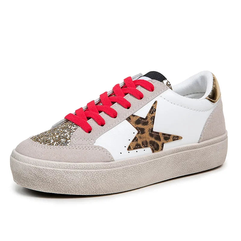 Kalsooni 2024 Autumn New Lightweight Sneakers Non-slip SoftThick Sole Casual Shoes for Women Sequins Star Patchwork Shoes
