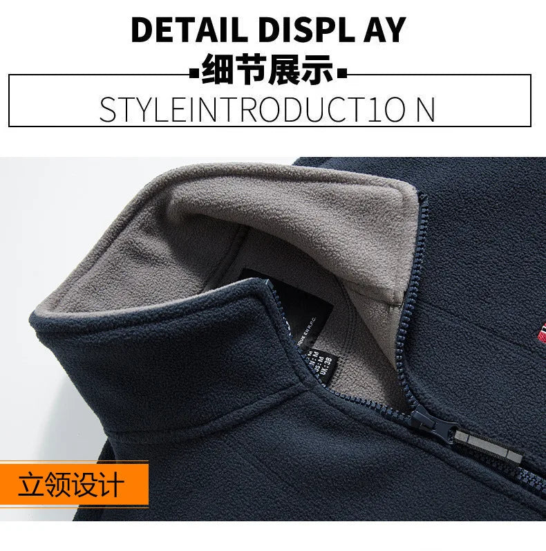 new men's fleece with fleece thickened warm windproof outdoor casual storm jacket fashion men's coat