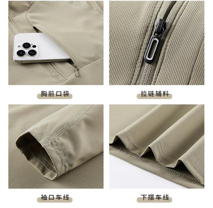 Quick Dry Men's Polo Shirt Stand Collar Pullover Male Long Sleeve Half Zipper Spring Big Size Plus Large 6XL 7XL 8XL Sport Golf