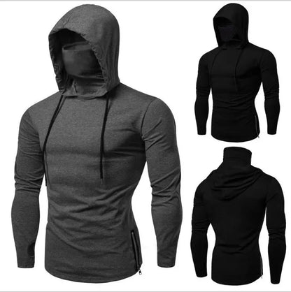 New Embroidery Turtleneck Sweatshirt For Men Japanese Ninja Hoodies Autumn Hip Hop Fleece Pocket Streetwear Oversized Y2K Hoody