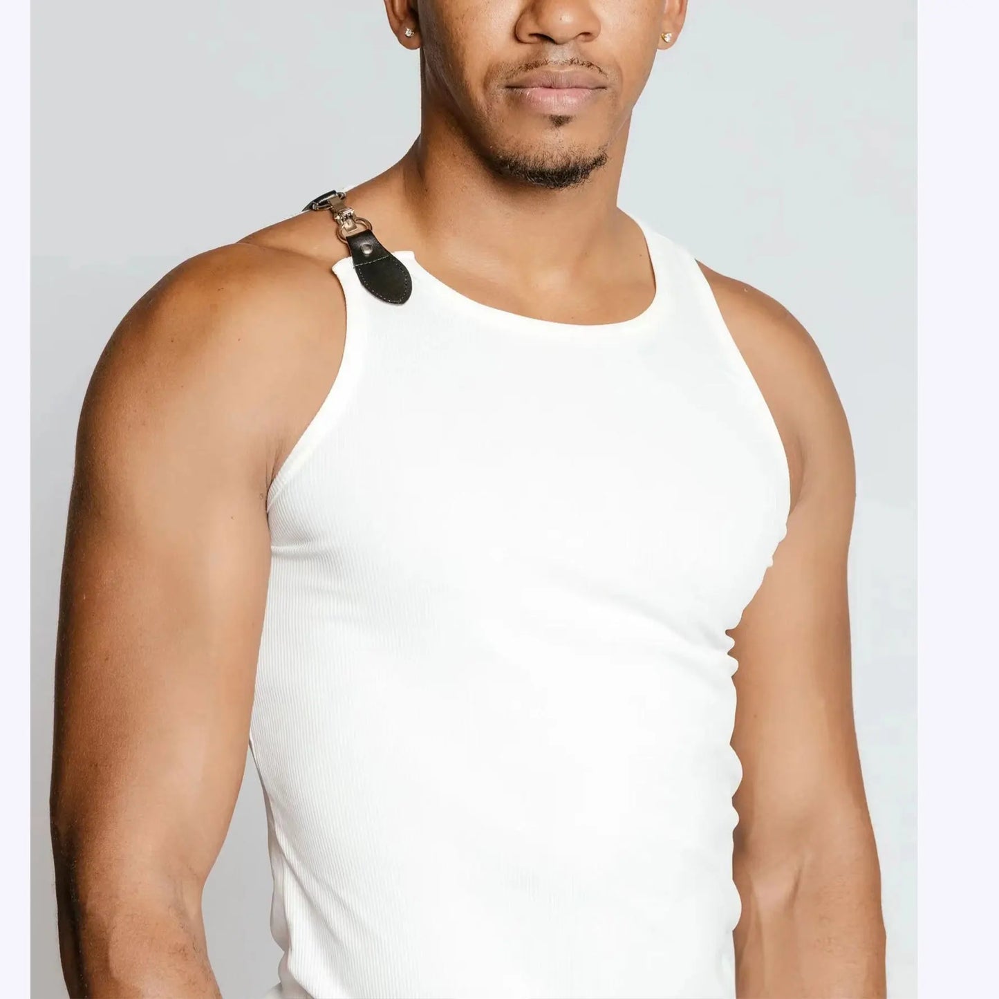 2026 Streetwear Men's Sexy Chain Button Straps Tank Tops Hip Hop Vest T-shirts Men Sleeveless Elastic Slim Fitness Muscle Vests