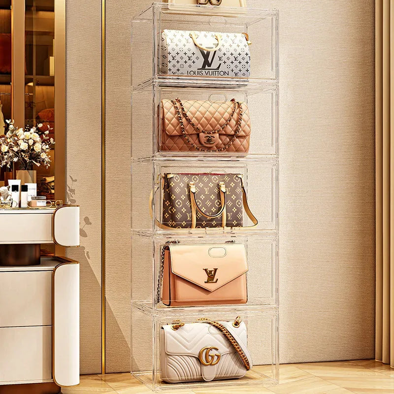 Shoe box, hard box, magnetic suction, front side opening storage, transparent acrylic bag, hand-held storage box, shoe cabinet