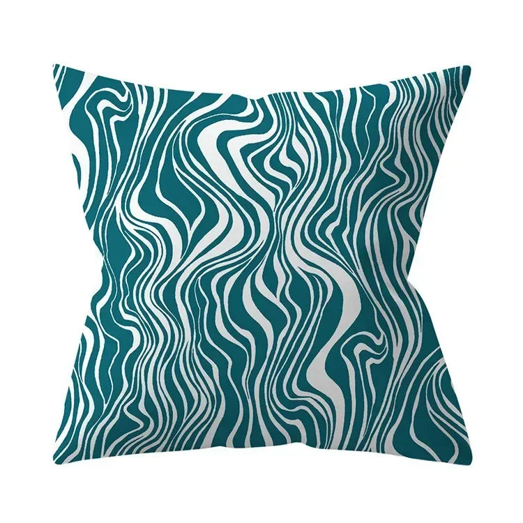 Housse de coussin bleu turquoise, coussins décoratifs pour canapé, housses de coussin géométriques en polyester, 45 x 45 cm, coussins décoratifs, taies d'oreiller simples