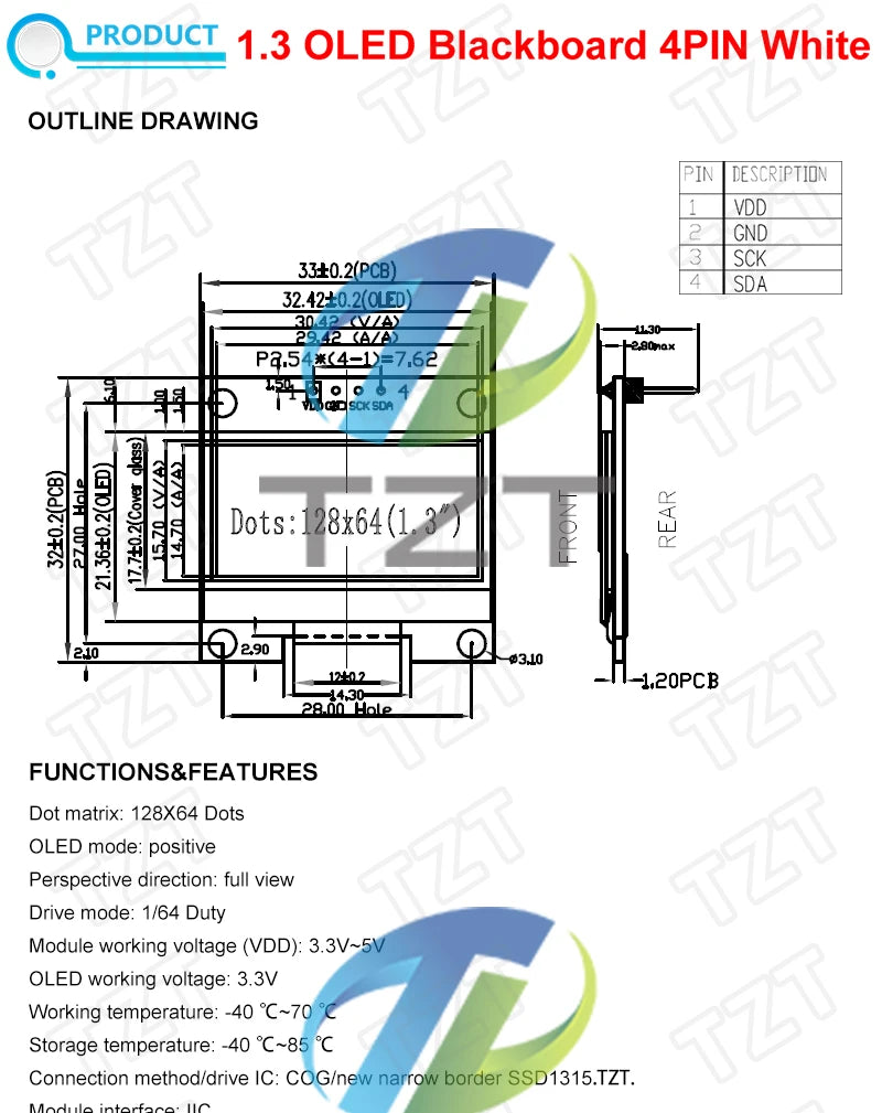 1.3 inch OLED module SPI/IIC I2C Communicate white/blue color 128X64 1.3 inch OLED LCD LED Display Module 1.3" OLED Module