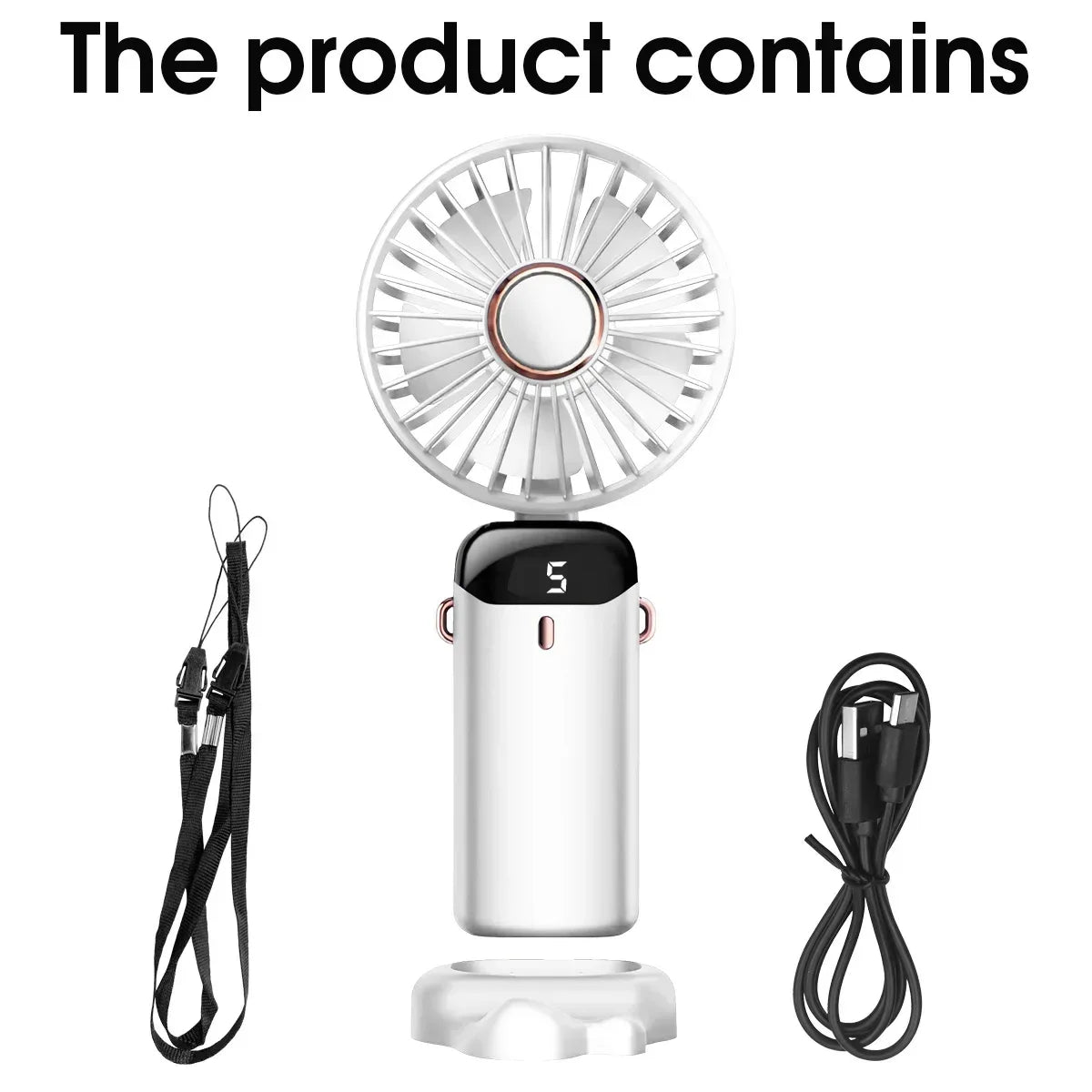 Handheld Mini Fan Foldable Portable USB Charging Neck Fan 1200mAh 5 Speed Settings  Suitable for Home and Outdoor Use