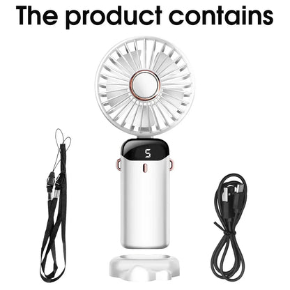 Handheld Mini Fan Foldable Portable USB Charging Neck Fan 1200mAh 5 Speed Settings  Suitable for Home and Outdoor Use