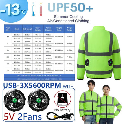 AKOOUS 6500 RPM 12V/5V USB 3-Fans Cooling Vest Air Conditioned Clothes Men Women Outdoor Work Fishing Body Cooling Jacket