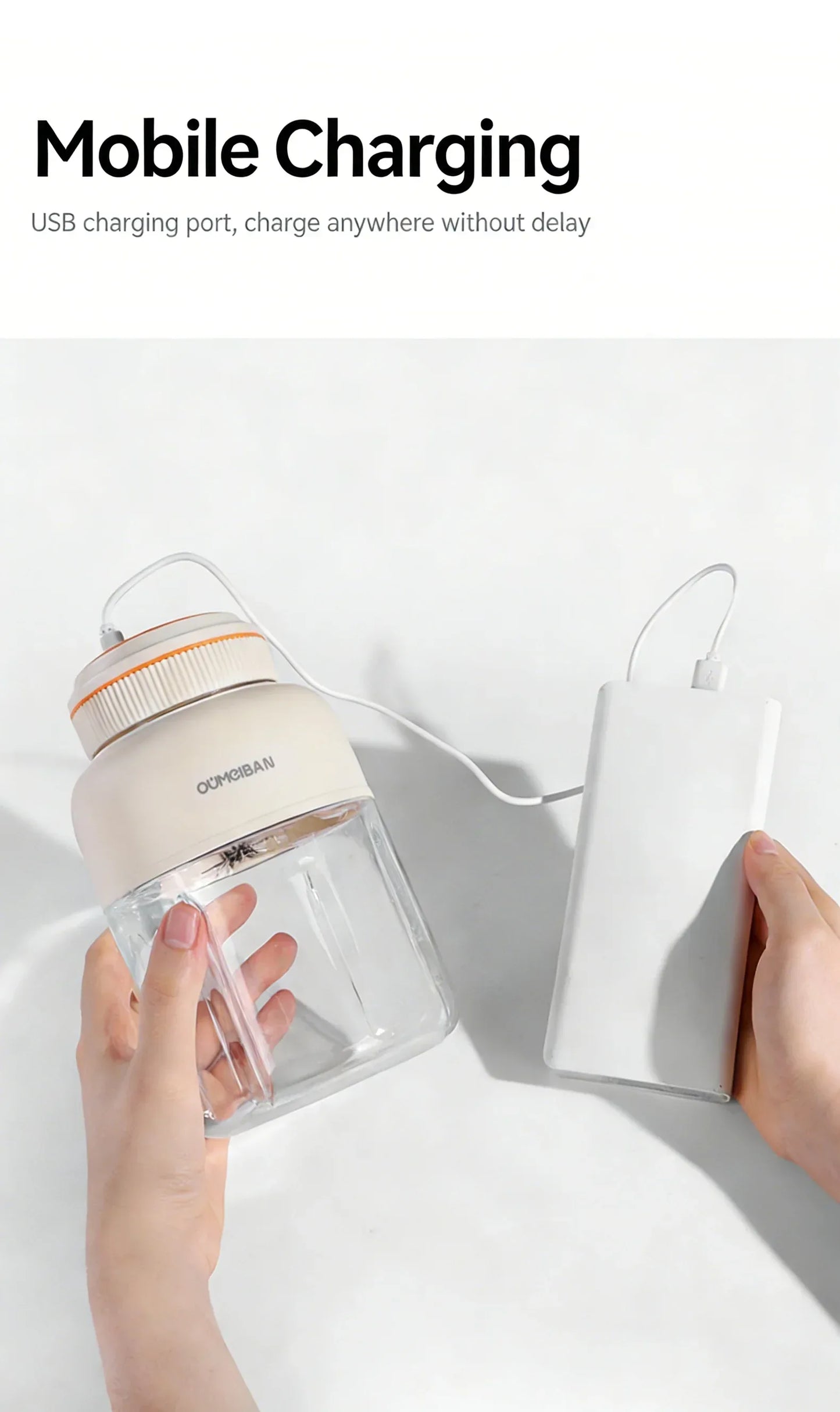 Home Portable Juicer 1400ML, Fresh Fruit Mixer with 48 Blades, USB Rechargeable Multifunctional Ice Crusher Smoothie Blender