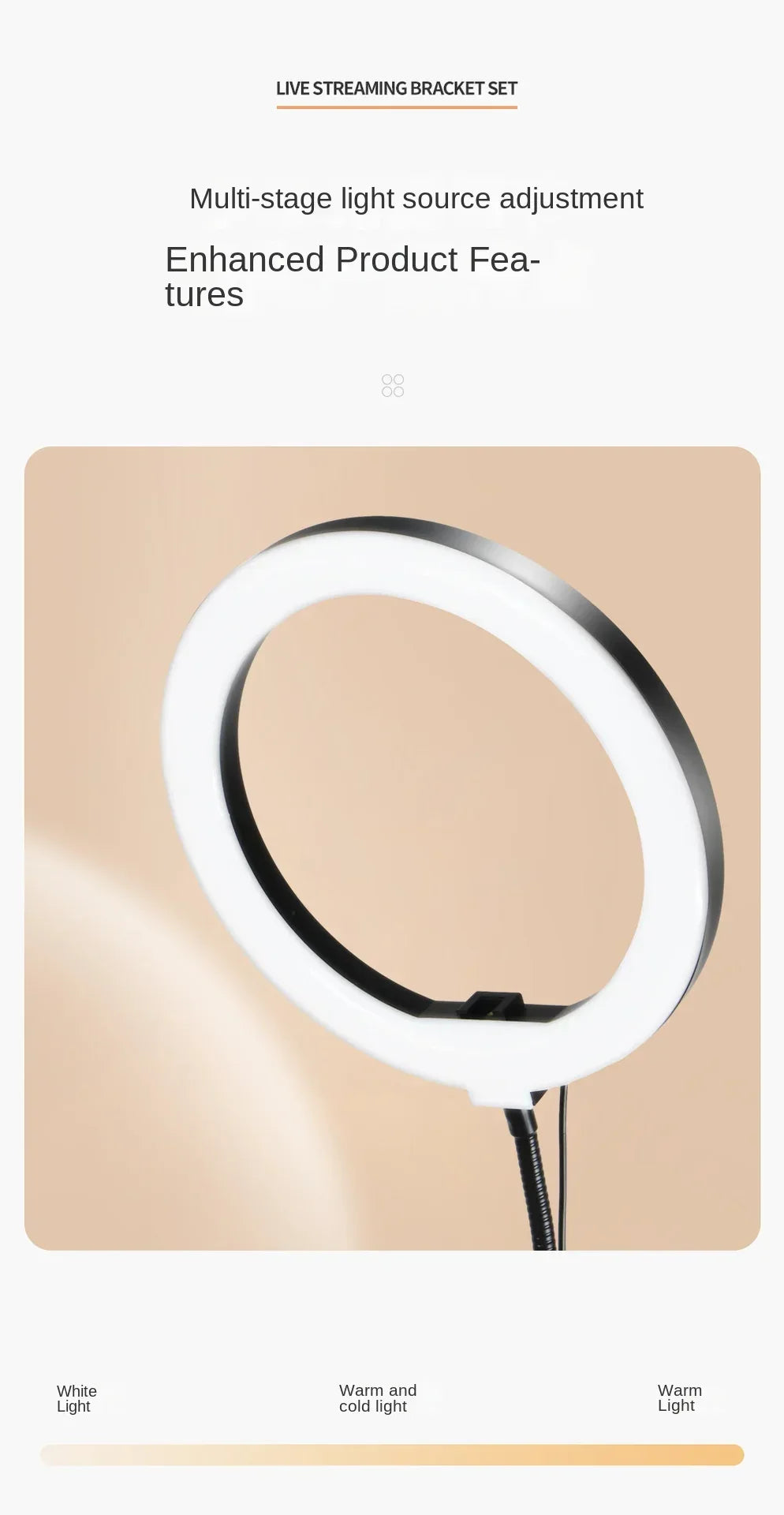 Phone Stand for Live Streaming, Desktop Boom Arm, Adjustable Height, Suitable for Selfie Shooting, Fill Light, Video Recording