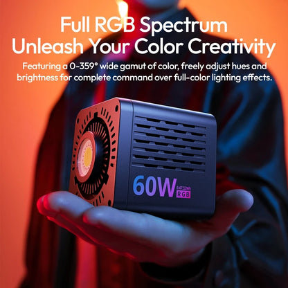 Ulanzi C60 60W RGB COB Light 2500-6500K Bi-Color Video Light For Photography Studio Shooting Outdoor Camping Lighting Vlog