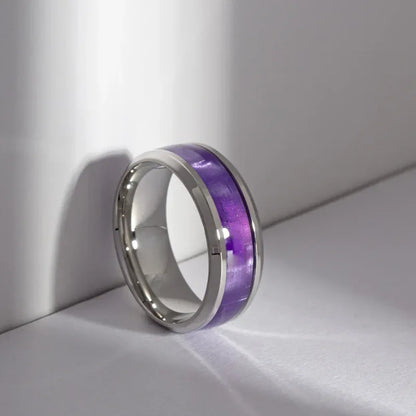 Elegant Purple Titanium Steel Couple Rings Fashion Jewelry for Women Men Valentine's Day Gift Sizes 6-13