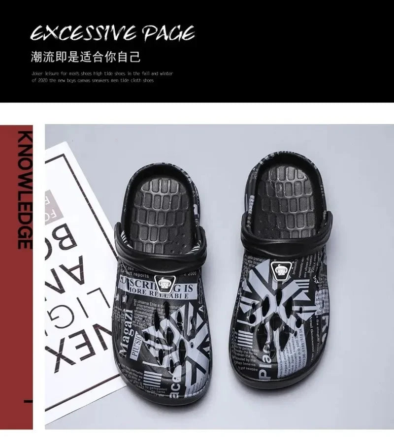 Plus Size 49 Men Non-slip Sandals Clogs Men and Women Home Beach Slippers Breathable Lightweight Men Outdoor House Slides