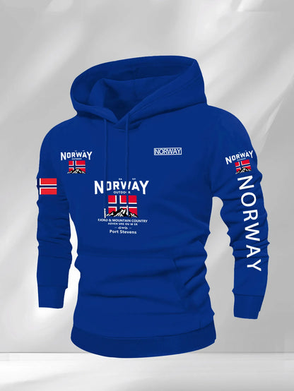 Norway Autumn winter models Men's Fleece windproof Warm 100%Cotton Oversized Hoodie Outdoor Commuter Men's High Elastic top