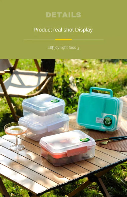 Portable Handle Design Double Layer Lunch Box Compartment Bento Boxes Students Toddler Bento Containers Outdoor Salad Picnic Box