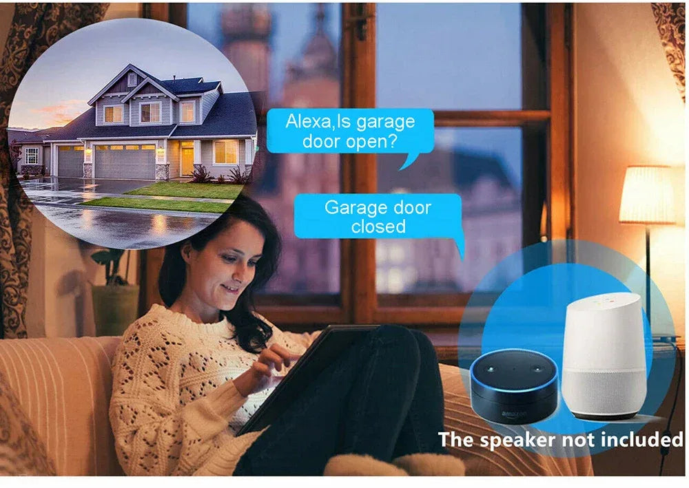 Wofea WiFi Smart Garage Door Opener Controller DC12/DC24V Works with Alexa Google Home 2.4G APP No Gateway Required