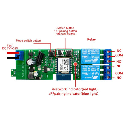 Two Relay Zigbee Tuya Switch 12V 24V 220V 230V 2CH Receier Module Dry Contact NO NC COM Inching Timer Rele for Light Motor Alexa