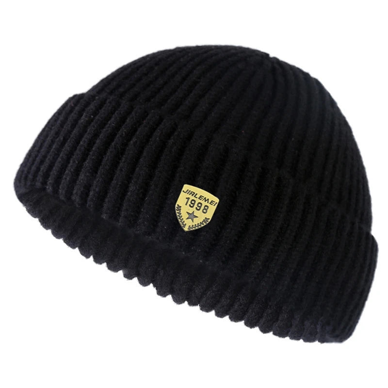 Bonnet unisexe style streetwear hip-hop, bonnet melon sans bord, bonnet à revers, chapeau pour femme et homme, automne-hiver, bonnet chaud en maille, bonnet