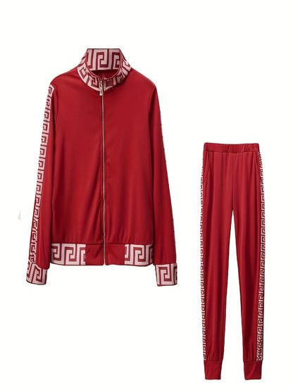 2025 Europe And The United States New Style Leisure Printing Stitching Two-piece Suit