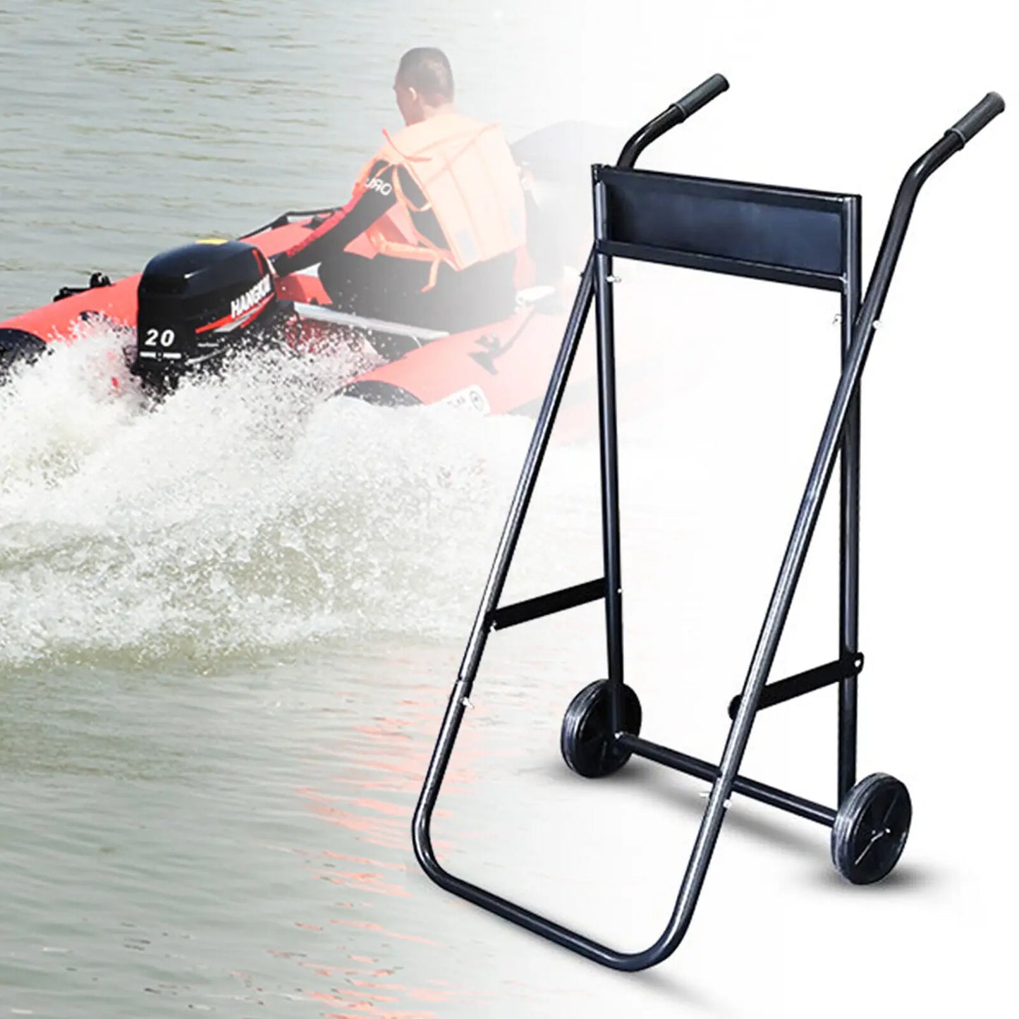 Foldable Heavy Duty Outboard Boat Motor Stand Carrier Cart Dolly Trolley Transport 50kg