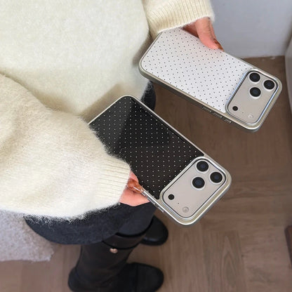 Korean INS Polka Dot Pattern Electroplated Silver Phone Case for iphone 17 Promax 17pro 14 15 16 Promax Shockproof Cover Funda