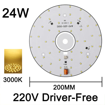 220V Driver-Free Light Panel LED Light Chip DIY Round Nordic Light Source Accessories Replacement Household Chandelier Bulb Patc