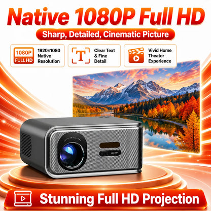 2026 New Smart Projector 2500 ANSI LM Google Play HDR10+ 1920*1080P Full HD Support 8K Video For Home Movie Theater TV Gaming