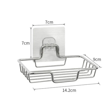1Pcs Bathroom Soap Holder Wall Mounted Soap Rack Holder Stainless Steel Self Adhesive Soap Rack Wall Mounted Dish