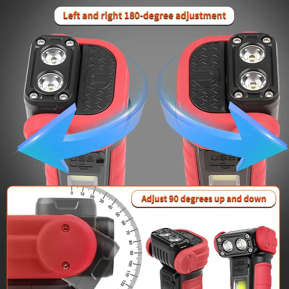 Mini Rotating LED Flashlight Ultra-Bright Emergency Flashlight Rotating Work Light Rechargeable Pocket Flashlight