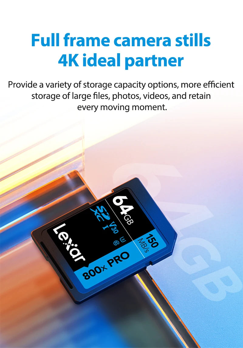 Lexar SD Card 800x Pro Read 150MB/s SDXC Flash Card 64GB 128GB 256GB V30 UHS-I SDHC 32GB Memory Card Storage Card For Camera