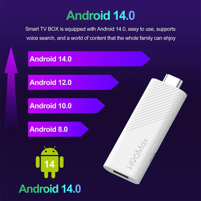 Smart TV Stick H96 MAX H313 2GB 16GB 8GB Android 14 Wifi6 BT5.0 Quad Core Home Media Player Voice Assistant TV Stick