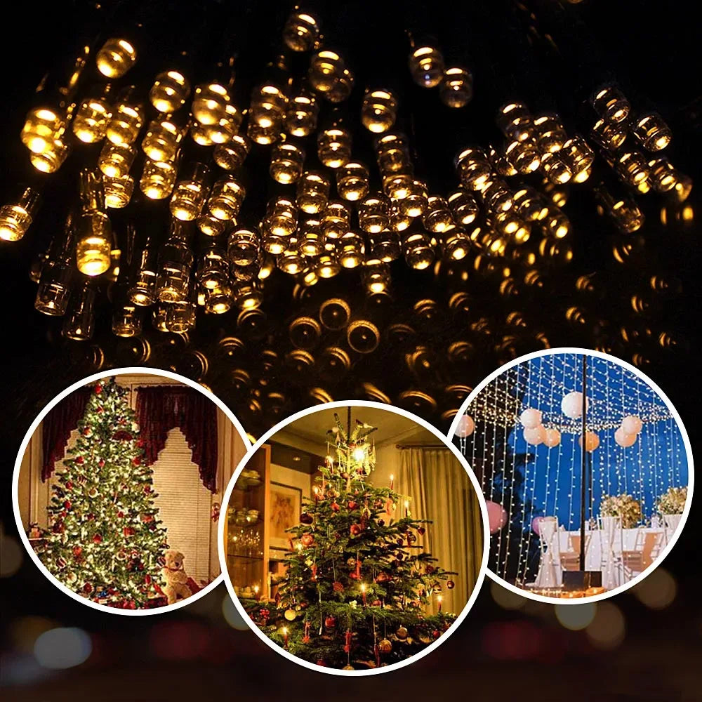 50-200 LED Outdoor Solar String Fairy Light Festoon Waterproof Street Garland Solar Power Lamp Christmas Party for Garden Decor