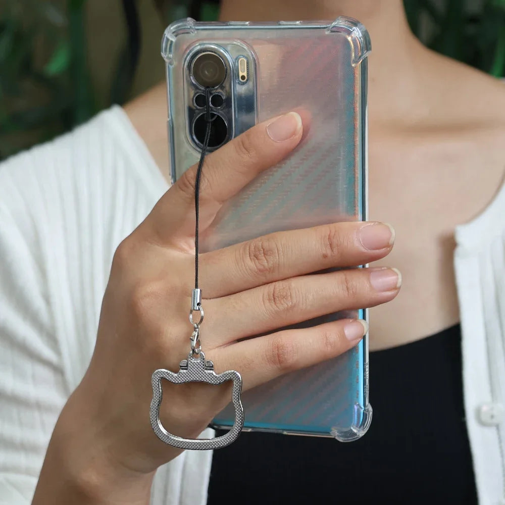 2 in 1 Mobile Phone Lanyard Wrist Pendant Cute Cat Folding Cellphone Kickstand Hoder Stands Anti-fall Handheld Rope Straps