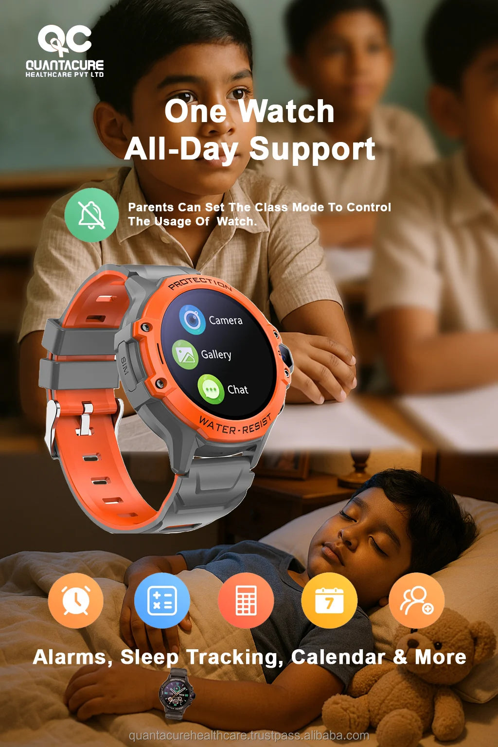 2025 QC K14 Kids Smartwatch GPS Navigation 700mAh Super Battery IP68 Waterproof Video Call Voice Chat Call Activity Tracker