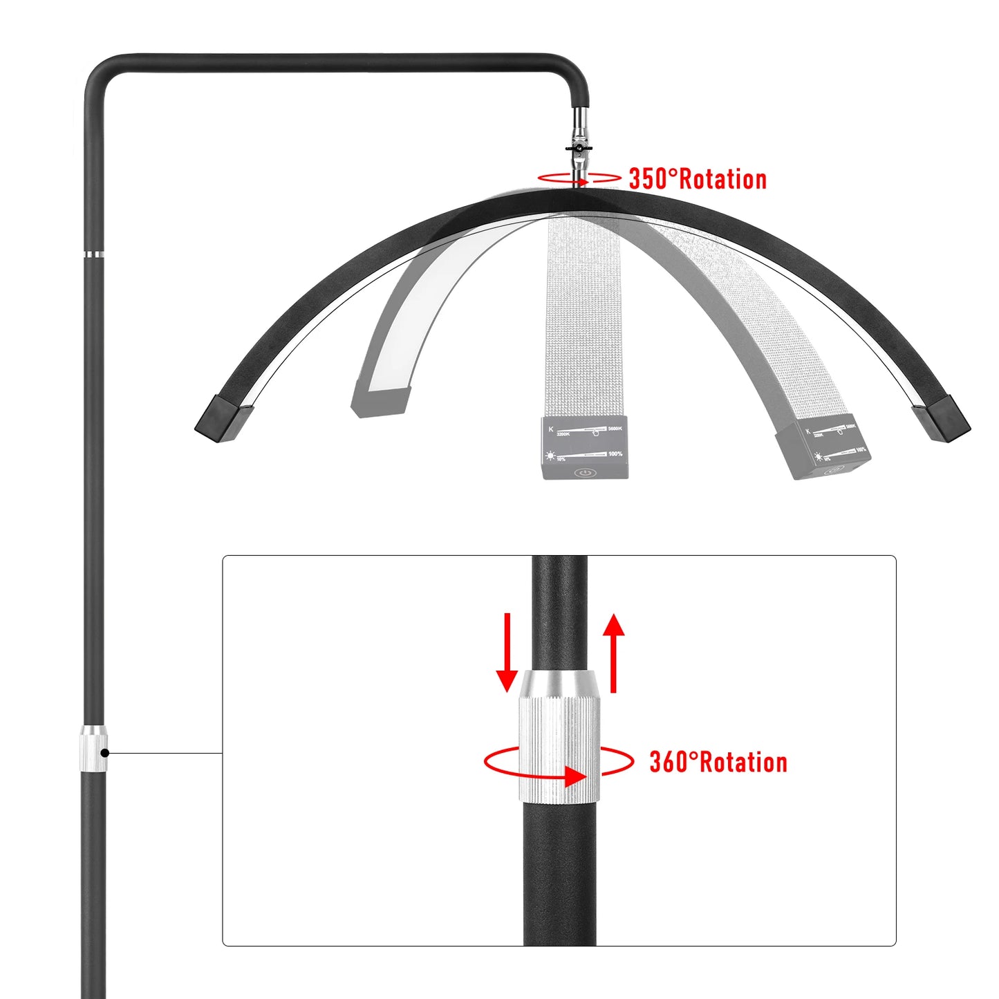 Fosoto Multiple Professional Half-Moon Light LED Lash Light  Ring Light For Makeup Beauty Salon Eyebrow Tattoo photography Video