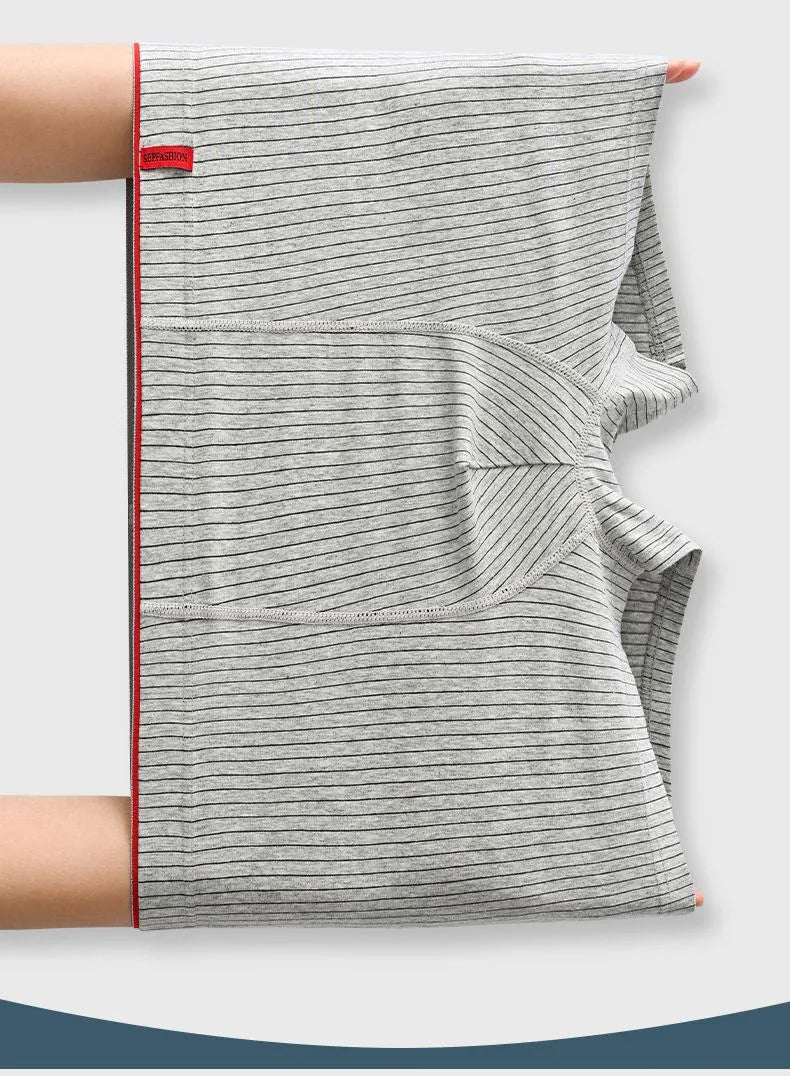 4 pieces of men's boxer underwear Soft, breathable and comfortable men's briefs Striped trendy personality casual loose boxers