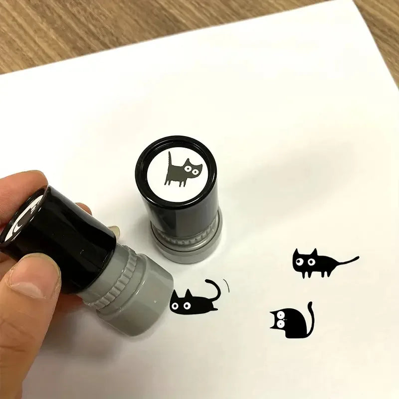 1pc 4 Styles Cute Cartoon Stamps Lovely Small Black Cat Stamp DIY Scrapbooking Decoration Diary Collage Stationery