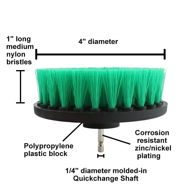 1pc Soft Drill Brush Attachment 4inch For Cleaning Carpet & Leather And Upholstery Glass Car Tires Electric Scrubber Drill