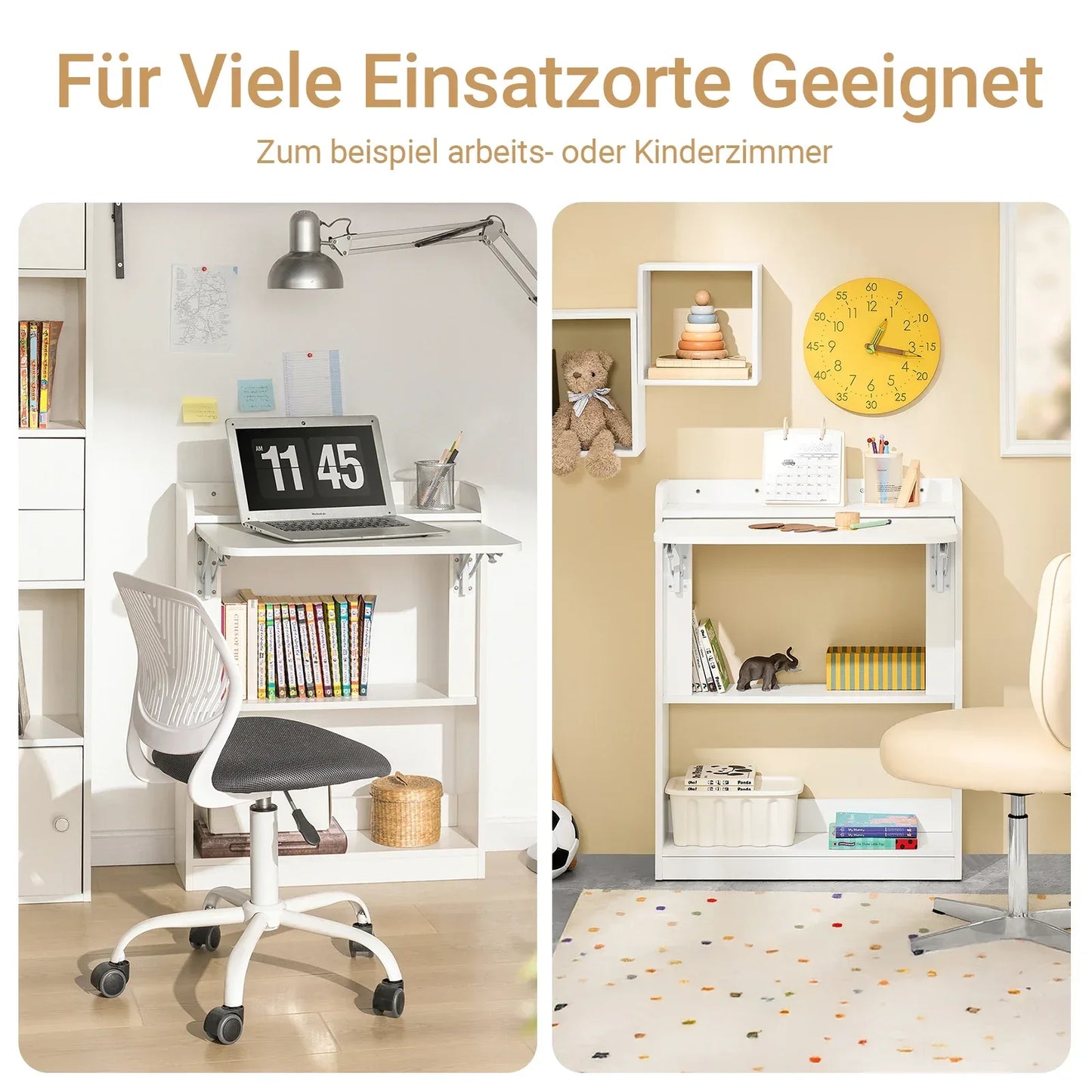 SoBuy FWT92 Folding Computer table table with shelves Folding table work table office table for home office wall table