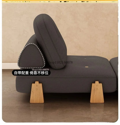 Canapé-lit convertible Nordic Home Lazy Sofa pour petits appartements, canapé en tissu, canapé-lit modulable crème, style tatami.