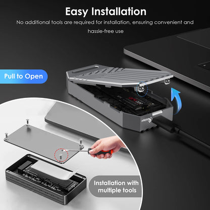 WAVLINK 40Gbps M.2 PCIe NVMe SSD Enclosure USB4 External Hard Drive Enclosure For B+M/M-Key Thunderbolt 4/3/USB4/USB3.2 SSD Case