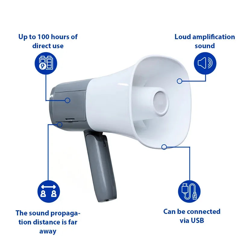 Megaphone Speaker Foldable Handle Portable Bullhorn For Selling Promotions Safe Drills Cheerleading Fans Coaches Outdoor Sports