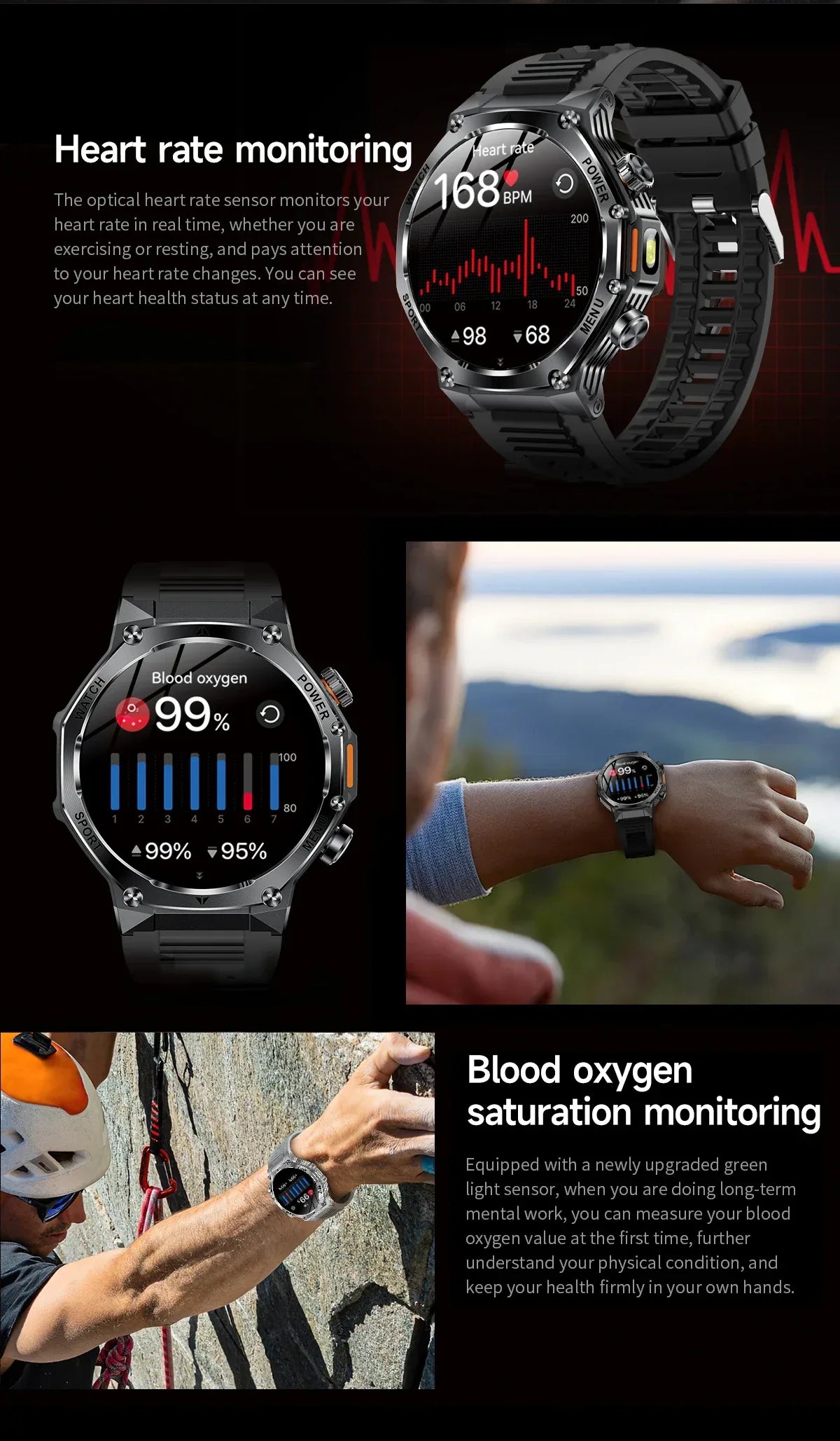 2026 800mAh Super Capacity Battery Adult Men Smart Watch 1.8-inch Large Screen Bluetooth Call IP68 Waterproof SmartWatch Sports