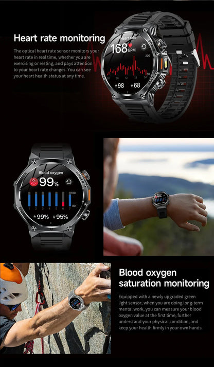 2026 800mAh Super Capacity Battery Adult Men Smart Watch 1.8-inch Large Screen Bluetooth Call IP68 Waterproof SmartWatch Sports