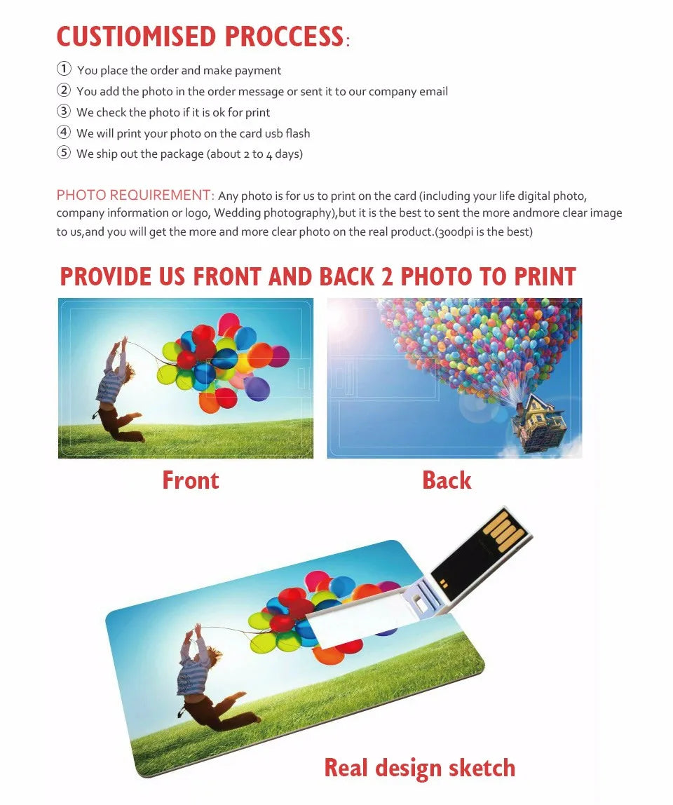 100PCS/LOT Waterproof Super Slim Credit Card USB Flash Drive Pendrive 4GB 8GB 16GB 32GB 64GB Bank Card Model Memory Stick Drives