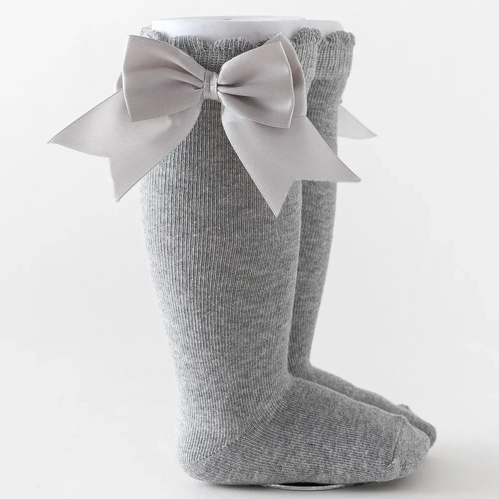 Winter Autumn Kids Knee High Socks Baby Girls Cotton Socks Big Bow Soft Toddlers Princess Children Long Socken For 0-5Years