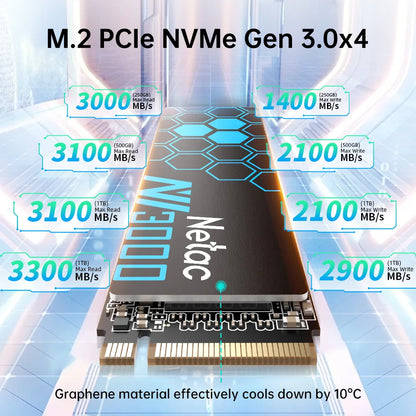 Netac NV3000 SSD M2 NVMe 3500MB/s PCIe 3.0 HD 250GB 500GB 1TB 2TB M.2 Hard Disk Internal Solid State Drive for Desktop Laptop