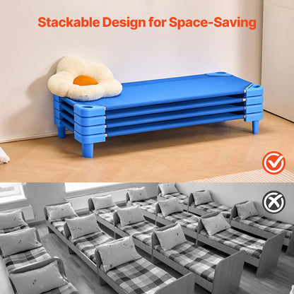 VEVOR Stackable Kiddie Cot Pack of 4/6 Portable Toddler Nap Cots for Kids Preschool Classroom Daycare Beds for Sleeping Resting